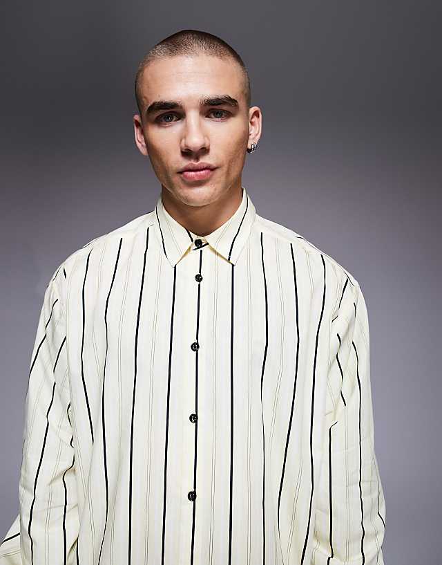 Asos ASOS DESIGN Oversized Stripe Shirt In Yellow