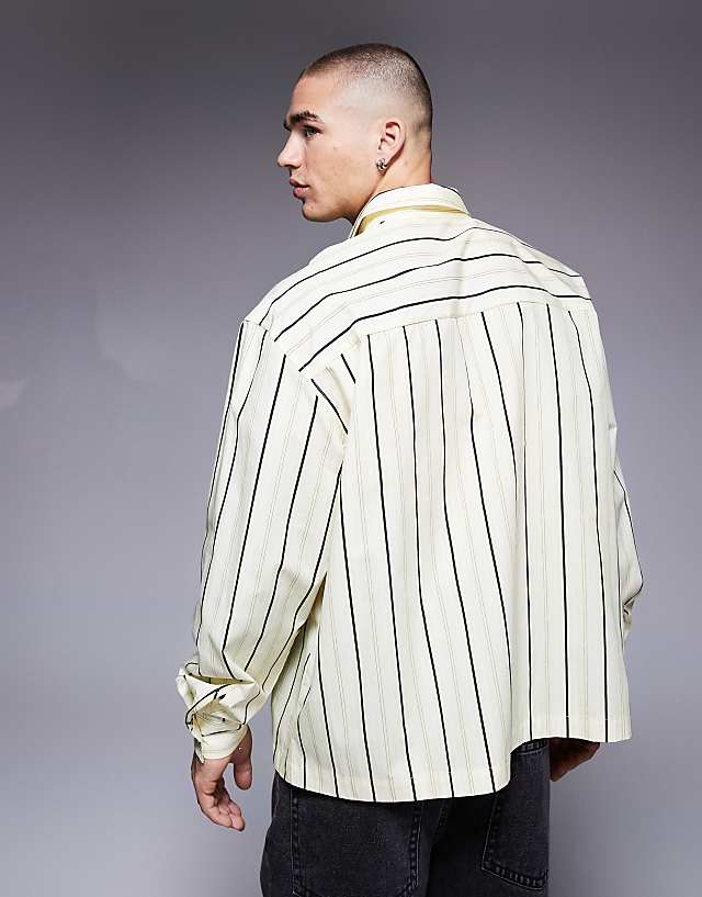 Asos ASOS DESIGN Oversized Stripe Shirt In Yellow