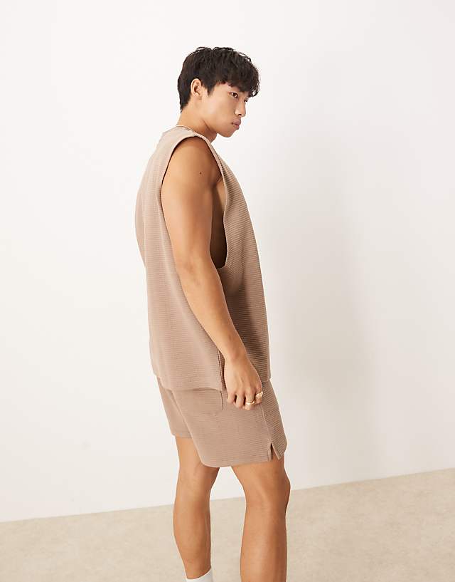 Asos ASOS DESIGN Oversized Tank In Beige Rib