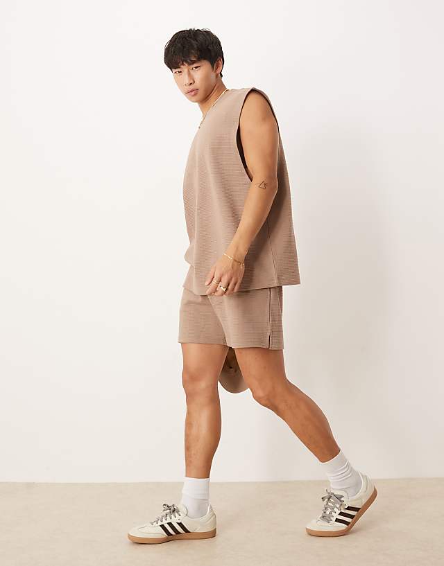 Asos ASOS DESIGN Oversized Tank In Beige Rib