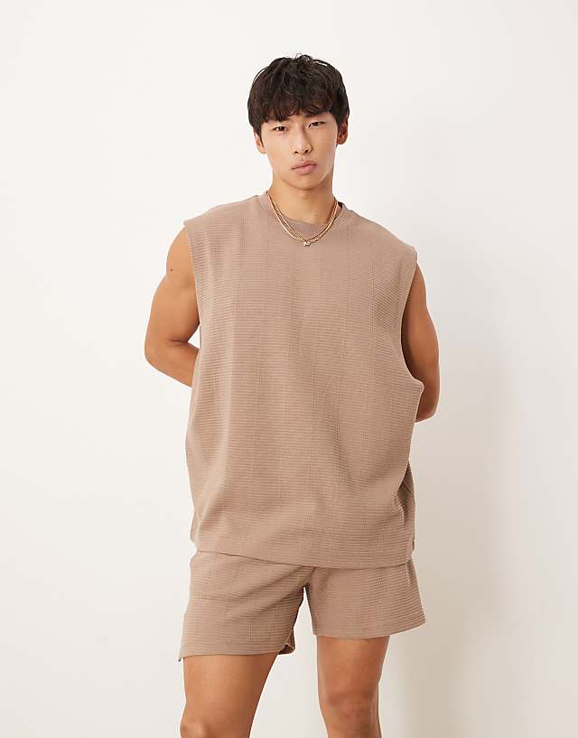 asos ASOS DESIGN oversized tank in beige rib