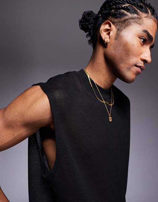 Asos ASOS DESIGN Oversized Textured Tank In Black