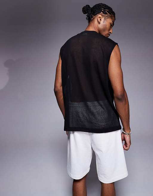 Asos ASOS DESIGN Oversized Textured Tank In Black