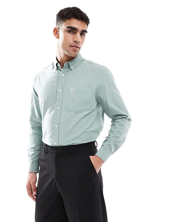asos ASOS DESIGN oxford regular shirt in green