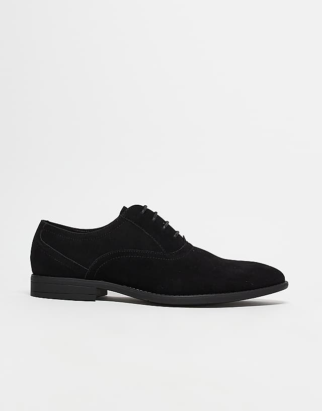 asos ASOS DESIGN oxford shoes in black faux suede