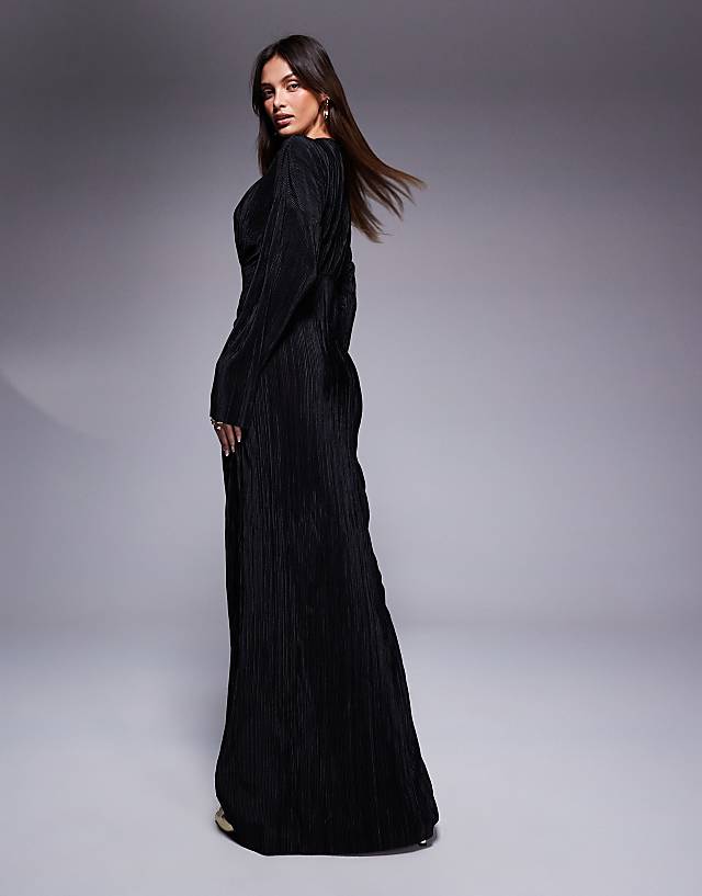 Asos ASOS DESIGN Plisse Maxi Dress In Black