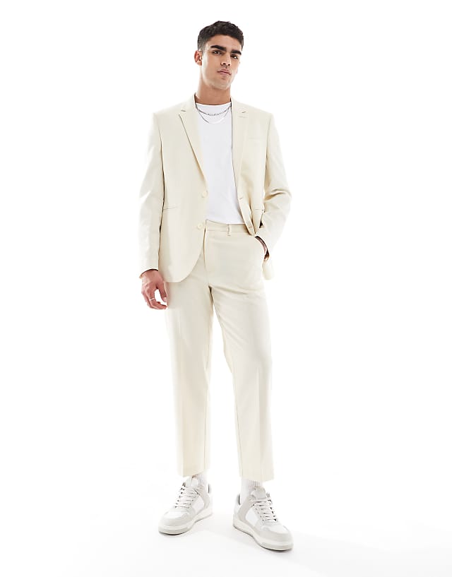asos ASOS DESIGN regular fit suit in stone