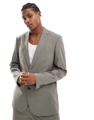 Asos ASOS DESIGN Regular Suit In Brown Puppytooth