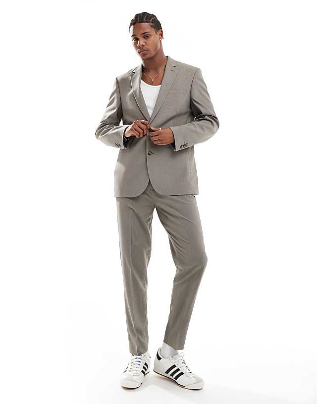 asos ASOS DESIGN regular suit in brown puppytooth