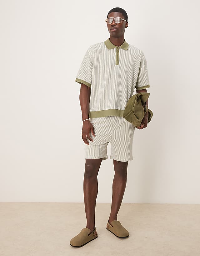 asos ASOS DESIGN relaxed co-ord in textured stripe