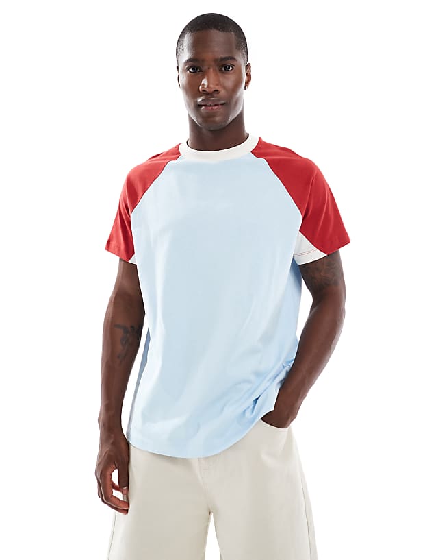asos ASOS DESIGN relaxed contrast raglan in blue