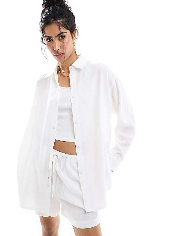 asos ASOS DESIGN relaxed linen co-ord in white