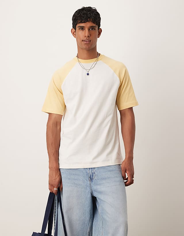 asos ASOS DESIGN relaxed raglan t-shirt in cream