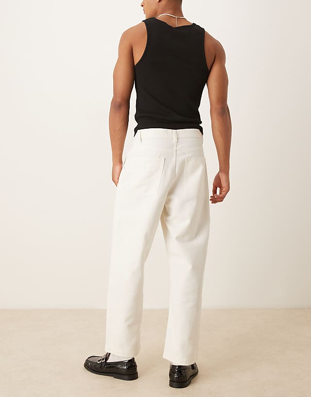 Asos ASOS DESIGN Relaxed Tapered Jeans In Ecru