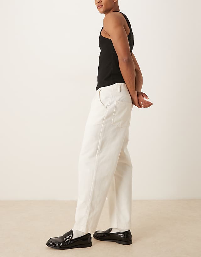 Asos ASOS DESIGN Relaxed Tapered Jeans In Ecru
