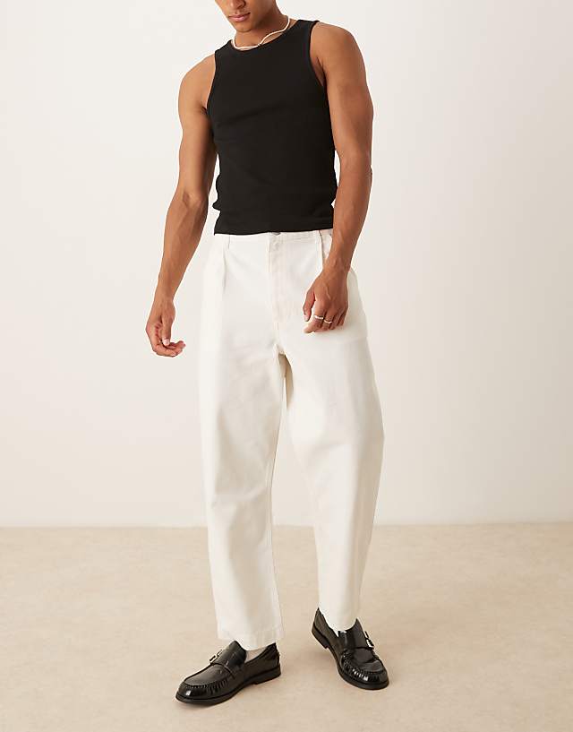 asos ASOS DESIGN relaxed tapered jeans in ecru