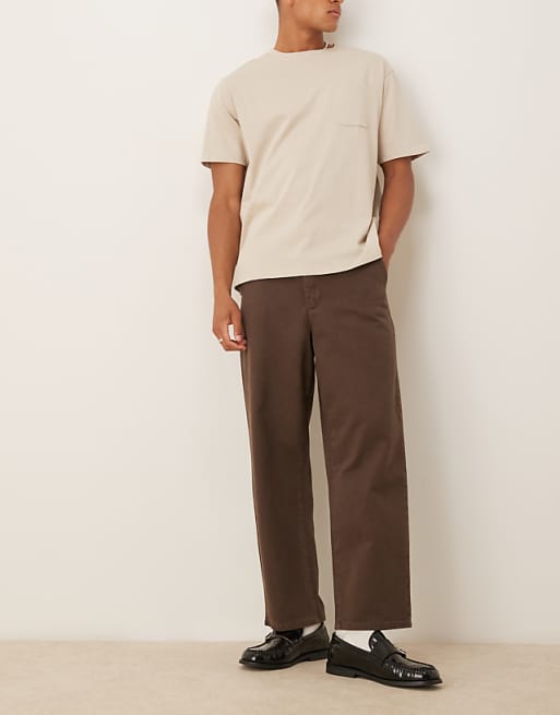 Asos ASOS DESIGN Relaxed Tapered Trousers In Brown