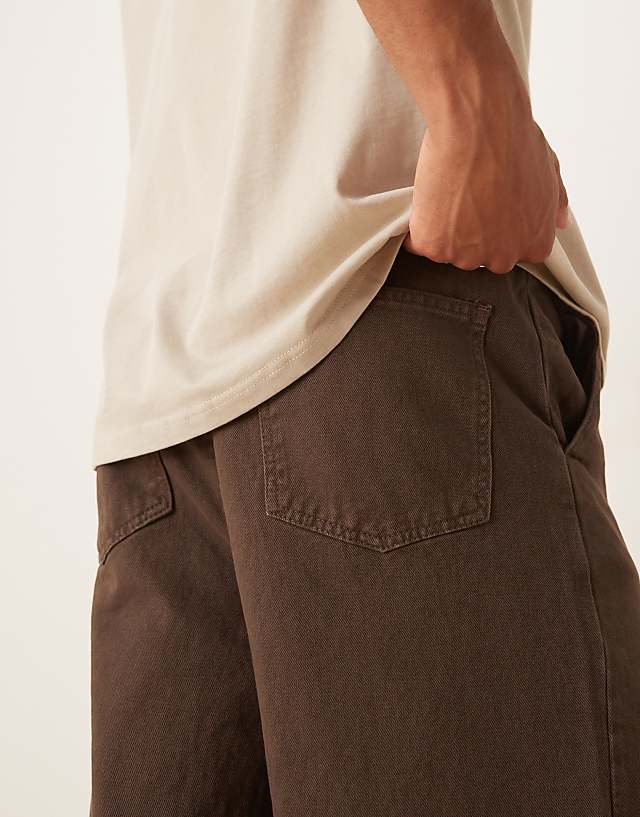 Asos ASOS DESIGN Relaxed Tapered Trousers In Brown