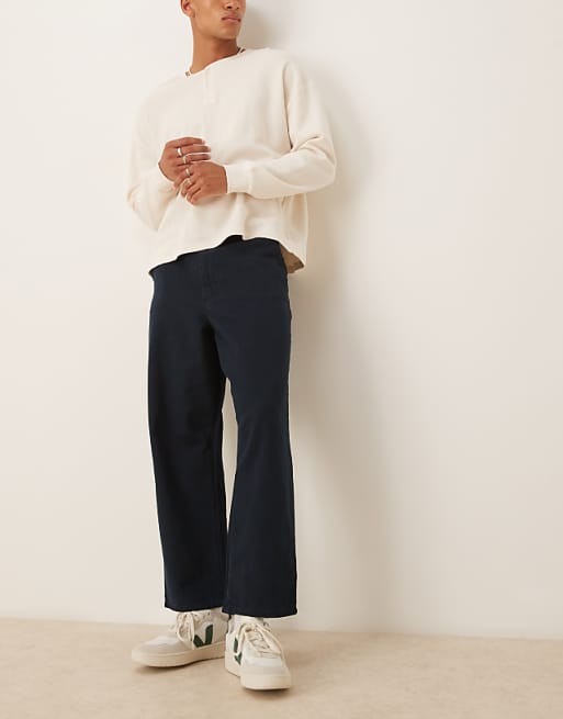 Asos ASOS DESIGN Relaxed Tapered Trousers In Navy