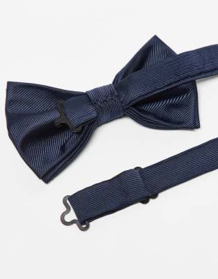 Asos ASOS DESIGN Satin Bow Tie In Navy