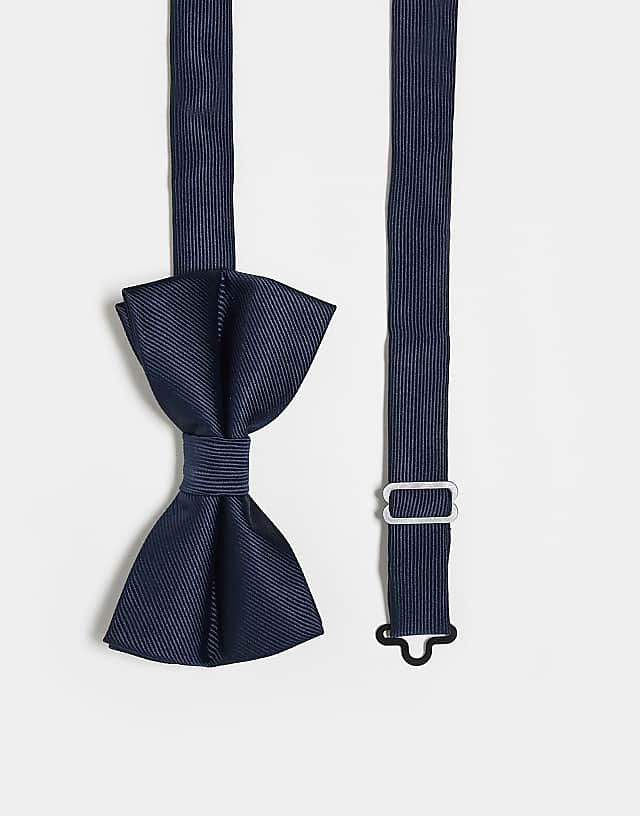 asos ASOS DESIGN satin bow tie in navy