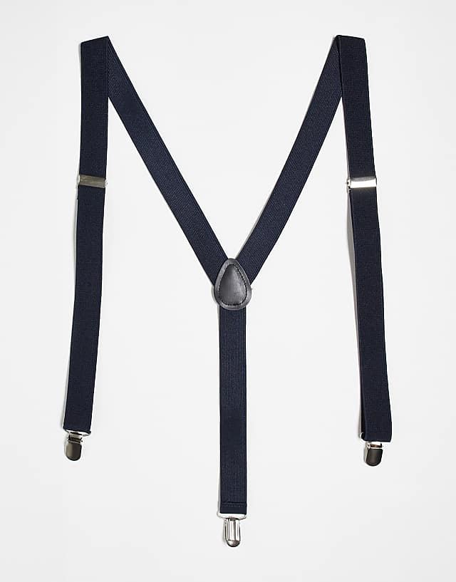asos ASOS DESIGN satin braces in navy
