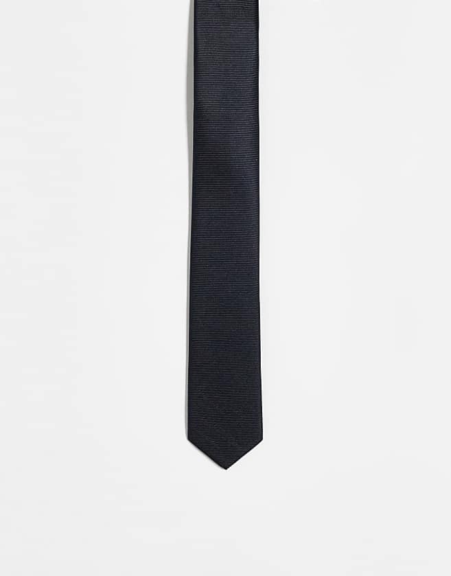 asos ASOS DESIGN satin skinny tie in black