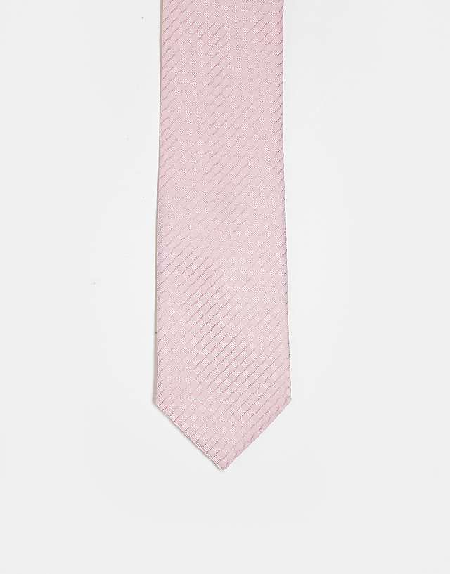 asos ASOS DESIGN satin textured tie in pink