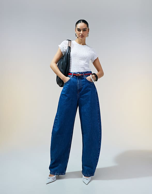 Asos ASOS DESIGN Shirred Tshirt In White