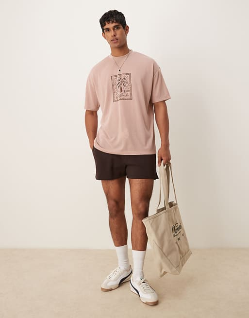 asos ASOS DESIGN shorter length short in brown
