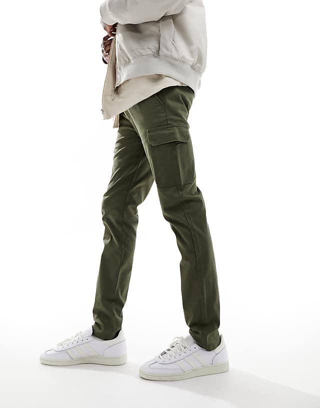 asos ASOS DESIGN skinny cargo trousers in khaki
