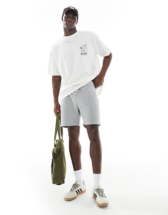 asos ASOS DESIGN skinny jersey short in grey marl