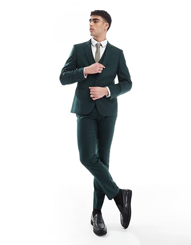 asos ASOS DESIGN skinny suit in dark green colour