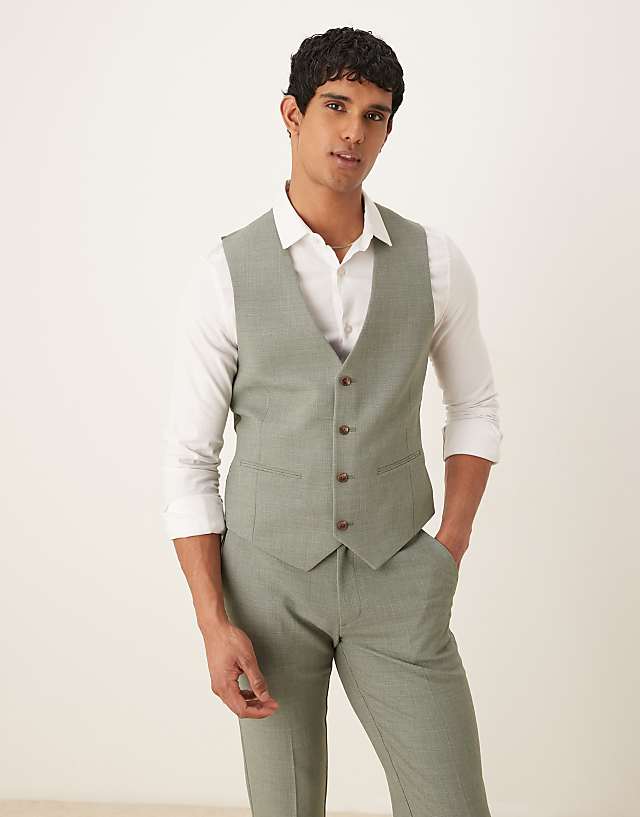 Asos ASOS DESIGN Skinny Suit In Khaki Crosshatch