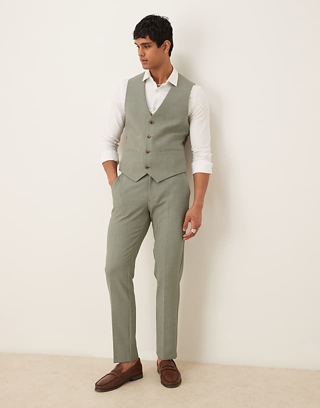Asos ASOS DESIGN Skinny Suit In Khaki Crosshatch