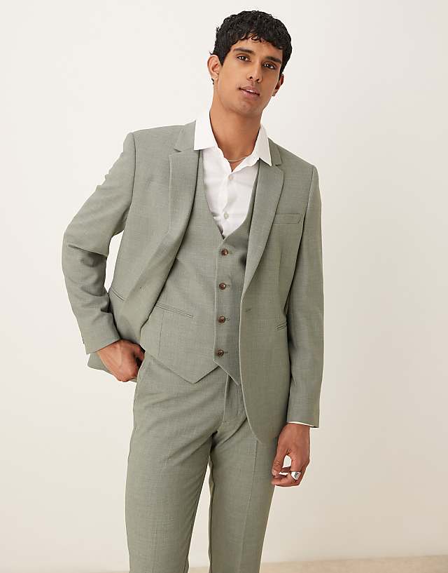 Asos ASOS DESIGN Skinny Suit In Khaki Crosshatch