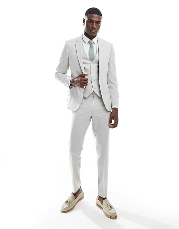 asos ASOS DESIGN skinny suit in light grey