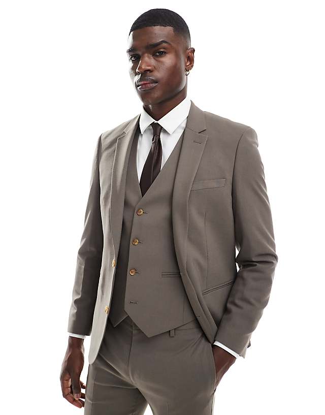 Asos ASOS DESIGN Skinny Suit In Mink Brown