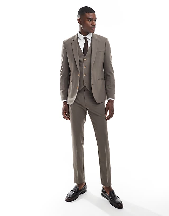 asos ASOS DESIGN skinny suit in mink brown
