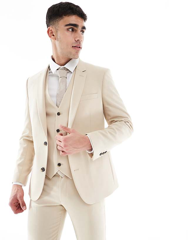 Asos ASOS DESIGN Skinny Suit In Stone Colour