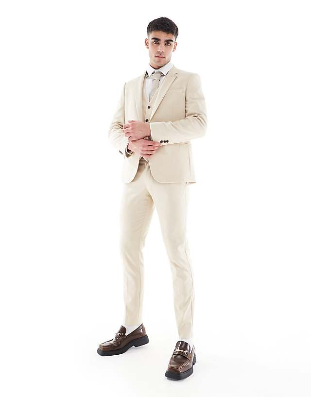 asos ASOS DESIGN skinny suit in stone colour