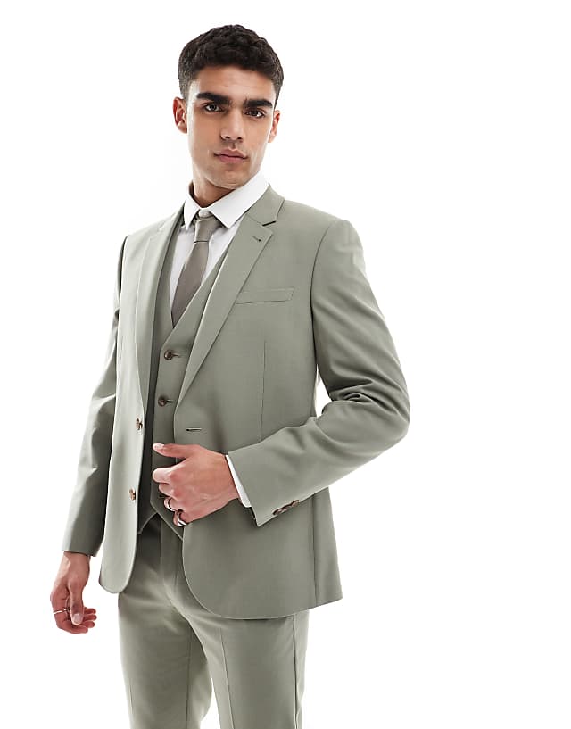 asos ASOS DESIGN skinny suit jacket in khaki
