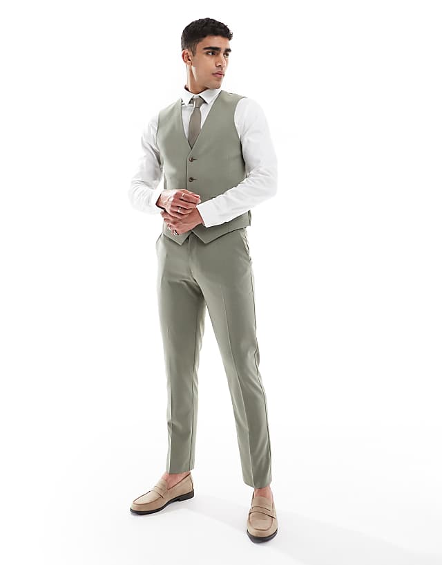 asos ASOS DESIGN skinny suit trousers in khaki