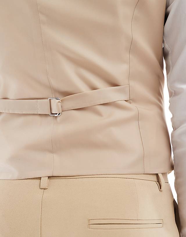 Asos ASOS DESIGN Skinny Suit Waistcoat In Beige
