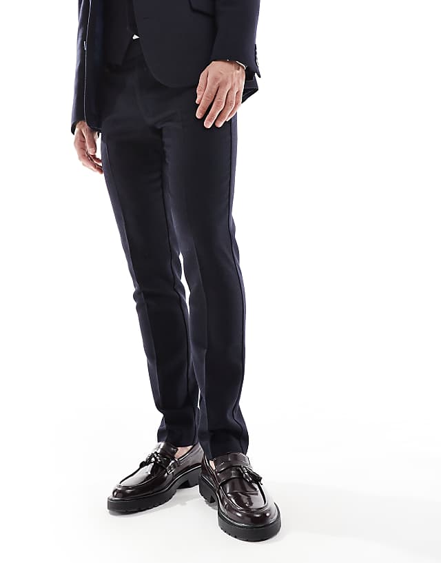 Asos ASOS DESIGN Skinny Suit With Wool In Navy