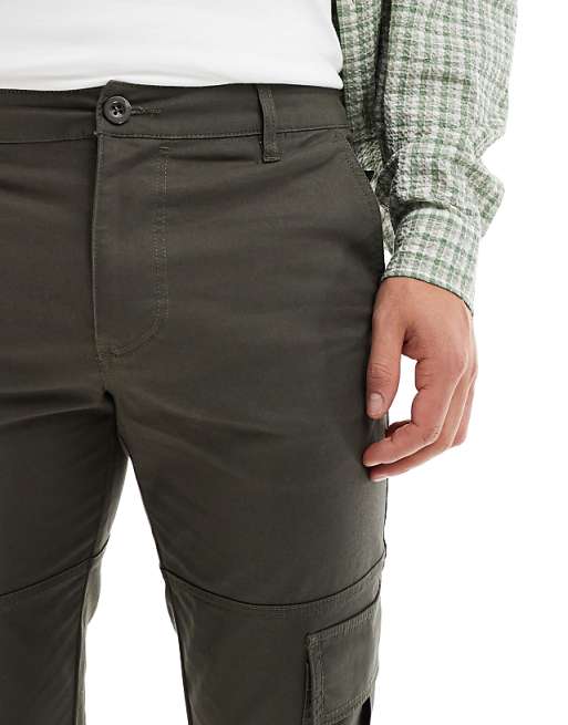 Asos ASOS DESIGN Slim Cargo Trouser In Dark Khaki