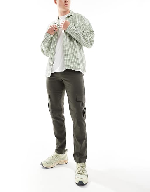 asos ASOS DESIGN slim cargo trouser in dark khaki