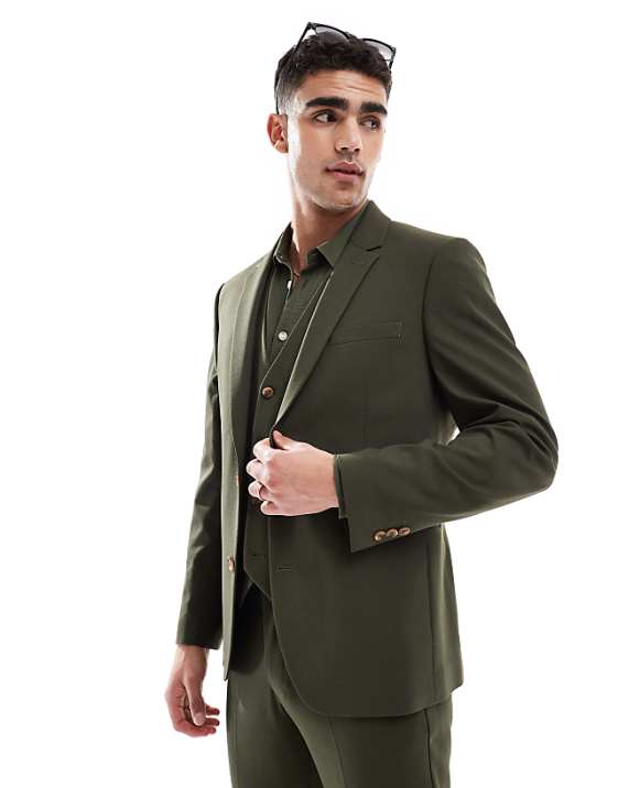 Asos ASOS DESIGN Slim Fit Suit In Olive Green