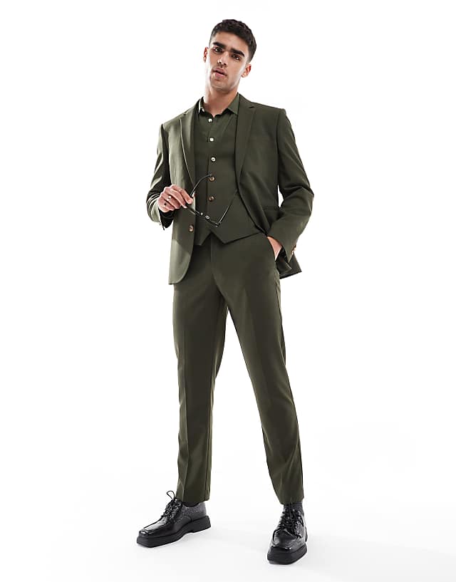 asos ASOS DESIGN slim fit suit in olive green