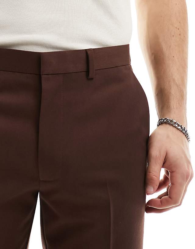 Asos ASOS DESIGN Slim Smart Trouser In Brown